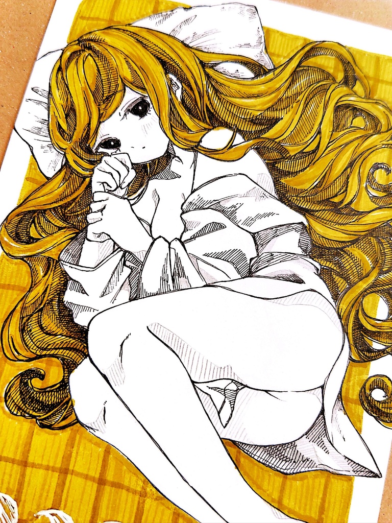 【彼シャツ シリーズ】手描きイラスト『ごろん』