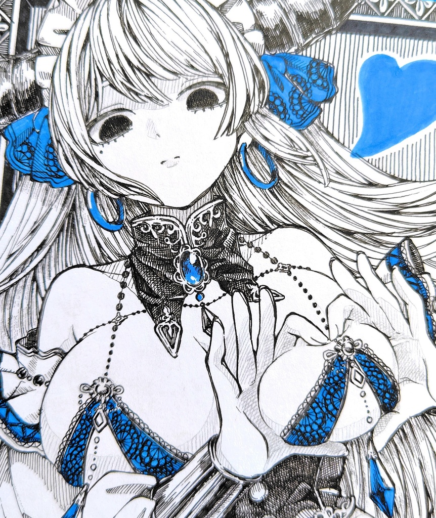 【色紙】手描きイラスト『メイドな角っ子ちゃん』