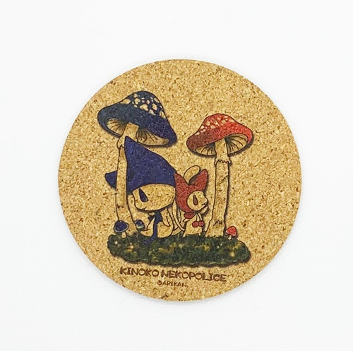 きのこねこ　コルクコースター