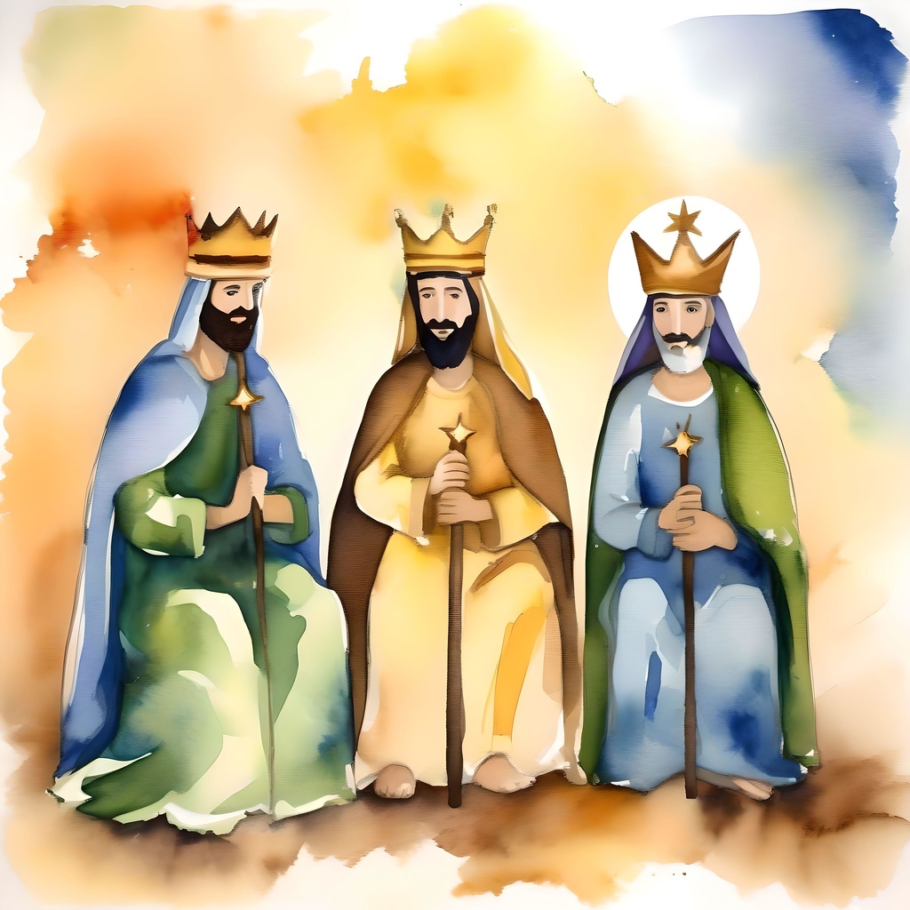 Epiphany or Three Kings Day E- January 6 - In Watercolors & Pen