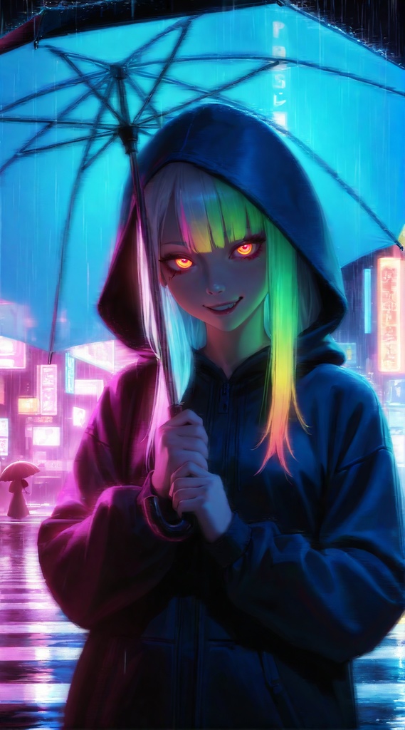 雨夜の少女壁紙 Rainy Night Girl Wallpaper