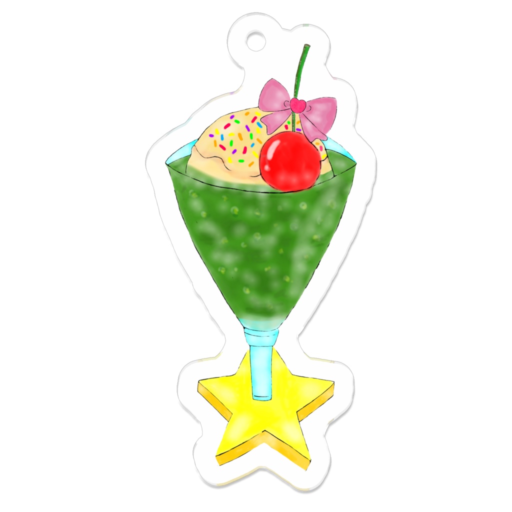 アクリルキーホルダー　クリームソーダ・緑