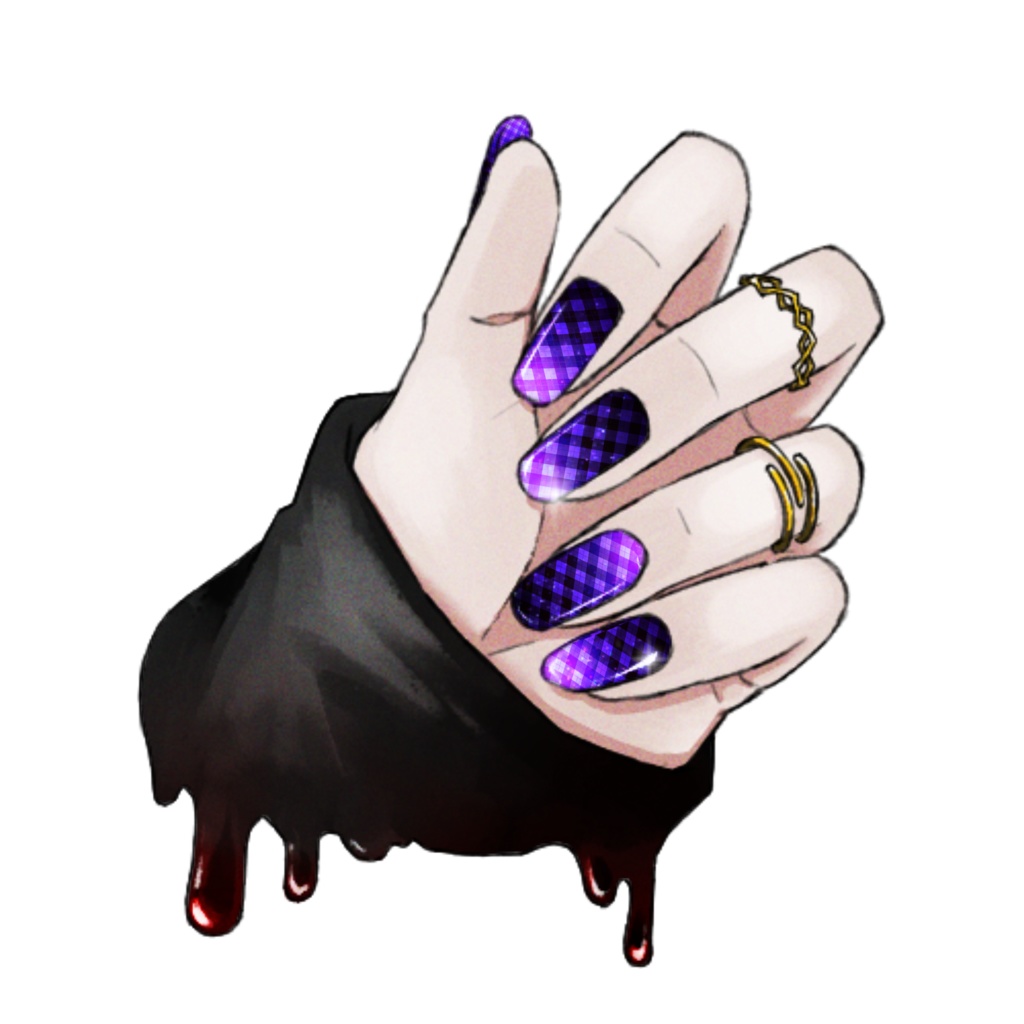 ステッカー ネイルチェック柄【紫・赤・エメラルドグリーン】