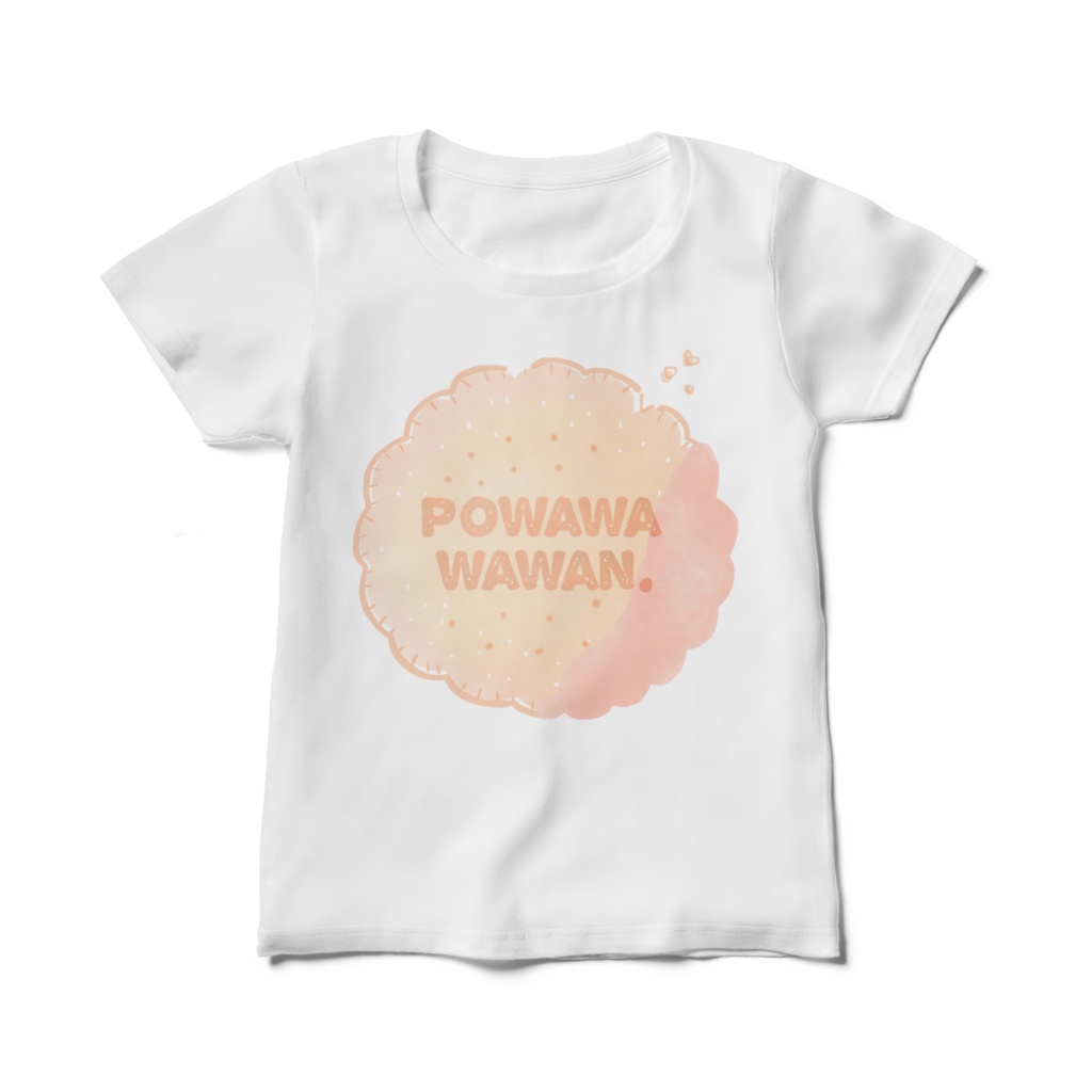 ぽわお菓子おんなのこTシャツ(ぽわん/ビスケットロゴ)