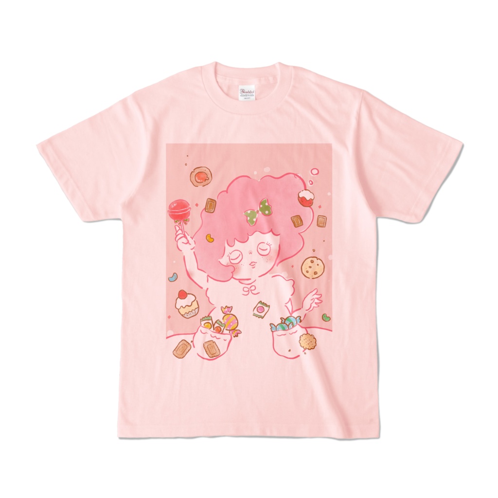 ぽわお菓子ピンクTシャツ
