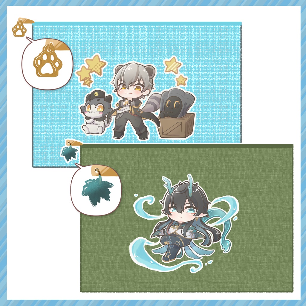 チャーム付きフラットポーチ