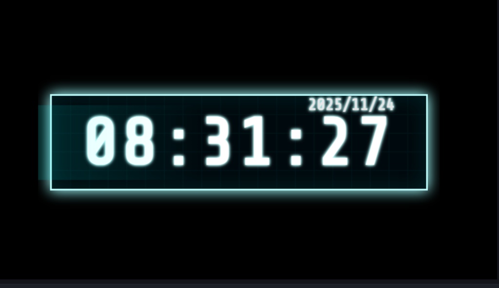 ⌚OBS配信素材時計　[サイバー風]