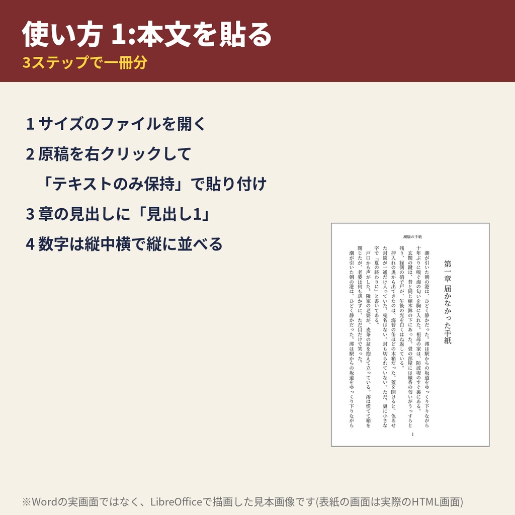 【Word用・A5/B6/文庫/新書】小説同人誌 一冊分まるごとセット|本文・表紙・奥付・目次テンプレート