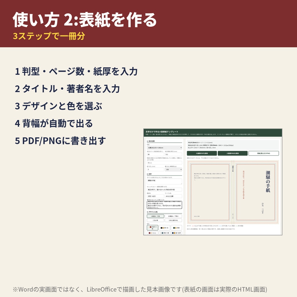 【Word用・A5/B6/文庫/新書】小説同人誌 一冊分まるごとセット|本文・表紙・奥付・目次テンプレート