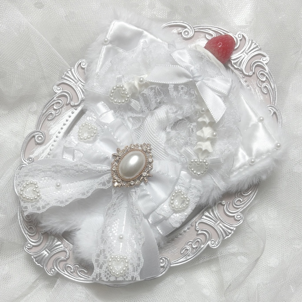 ♡ぬい服　着ぐるみ　10〜12cm用　ホワイト　ねこちゃん　チェーンフック付き♡