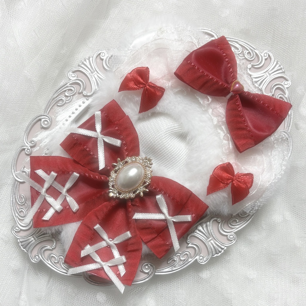 ♡ぬい服　10〜12cm用　ホワイト　レッド　くま　チェーンフック付き♡