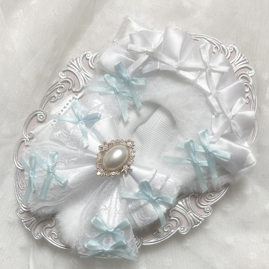 ♡ぬい服 10〜12cm用　ホワイト　ベビーブルー　ねこ　チェーンフック付き♡