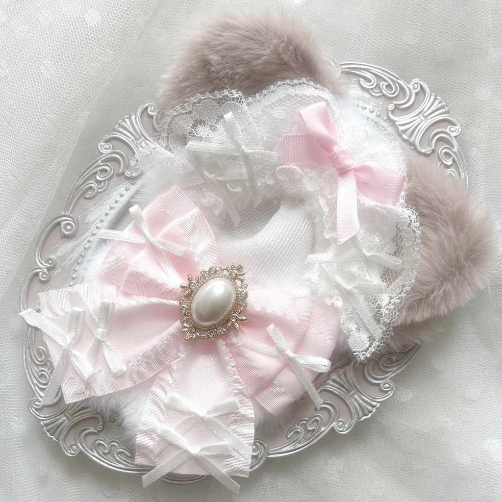 ♡ぬい服 着ぐるみ 10〜12cm用 ホワイト ピンク くま チェーンフック付き♡