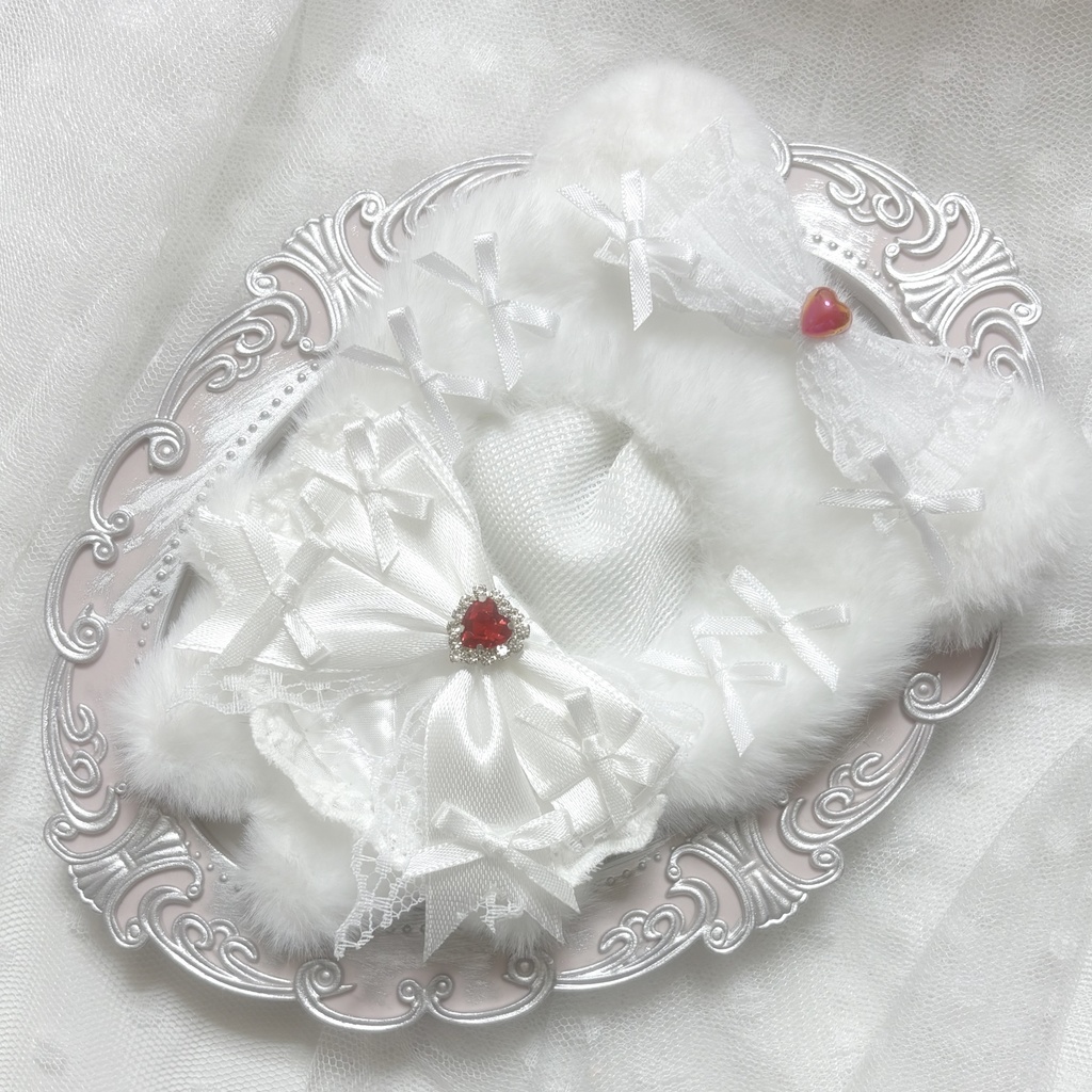 ♡ぬい服　ちびぐるみ用　ホワイト　レッド　くま　チェーンフック付き♡