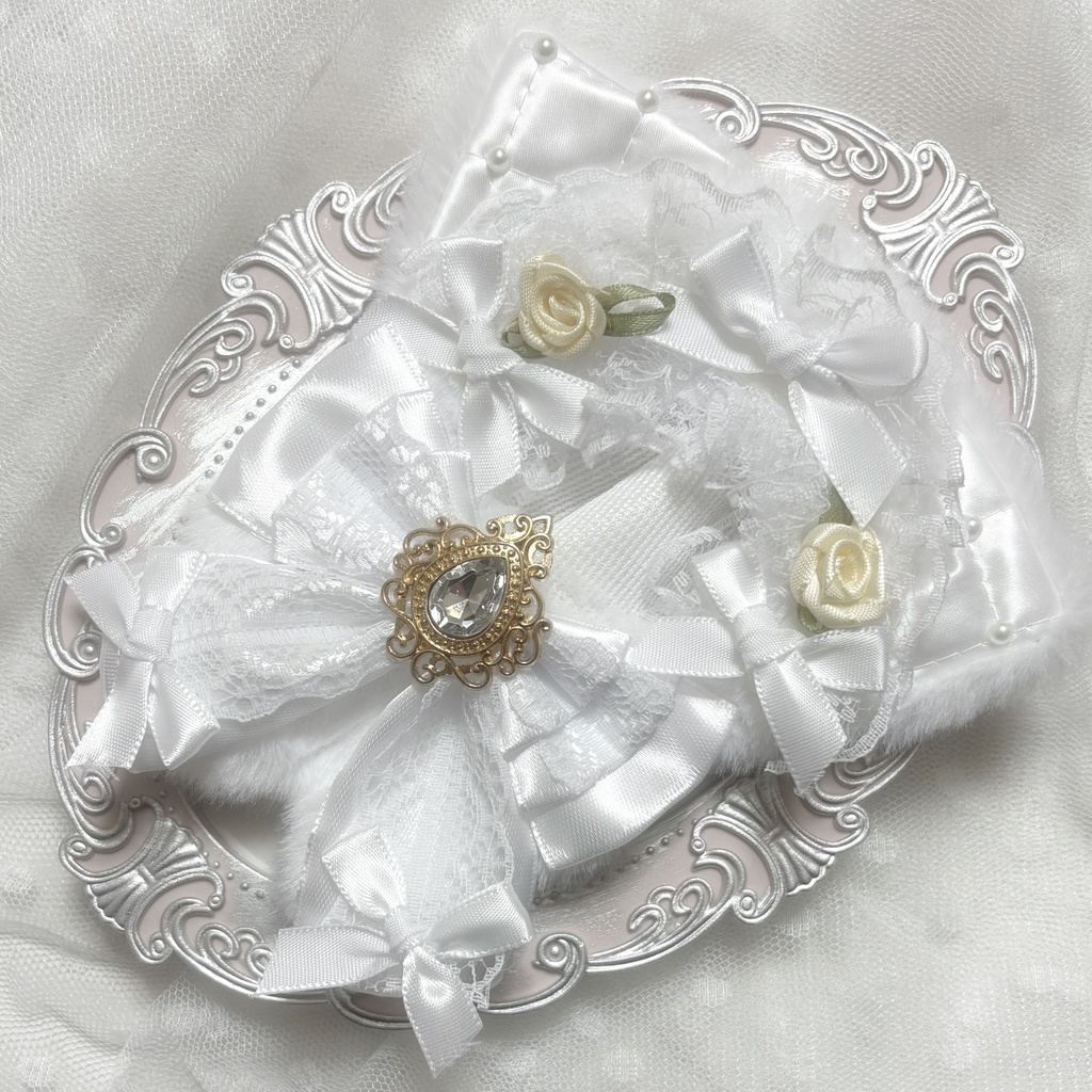 ♡ぬい服 10〜12cm用 ホワイト ねこ チェーンフック付き♡