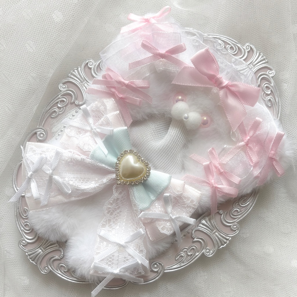 ♡ぬい服 10〜12cm用 ピンク ミント ねこ チェーンフック付き♡