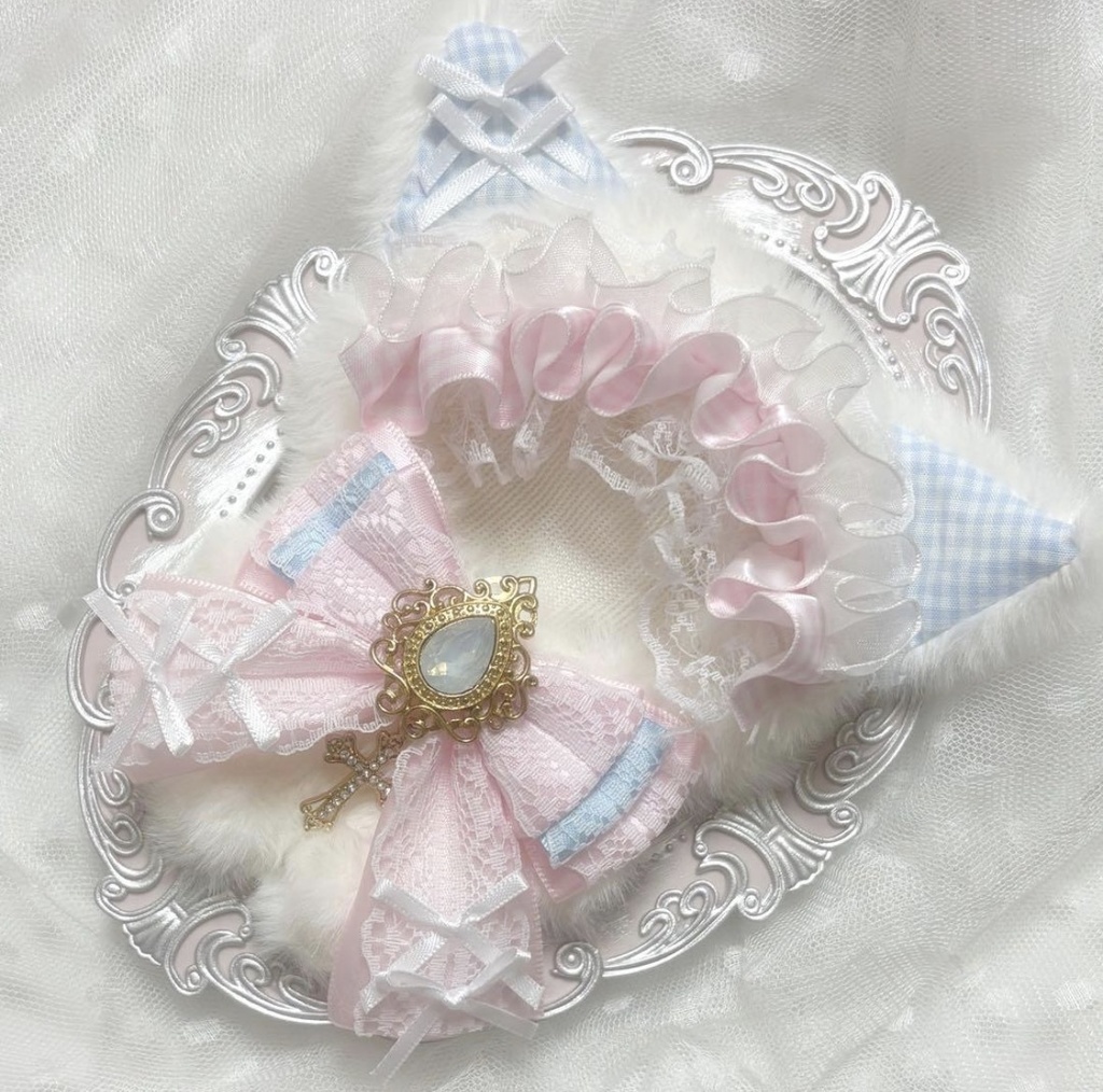 ♡ぬい服 10〜12cm用 ピンク ベビーブルー ねこ チェーンフック付き♡