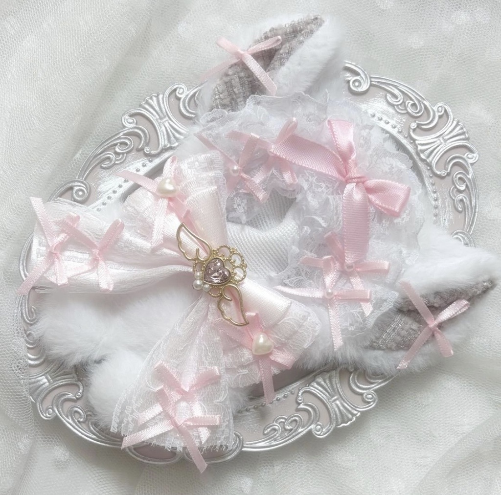 ♡ぬい服 10〜12cm用 ホワイト ライトピンク ねこ チェーンフック付き♡