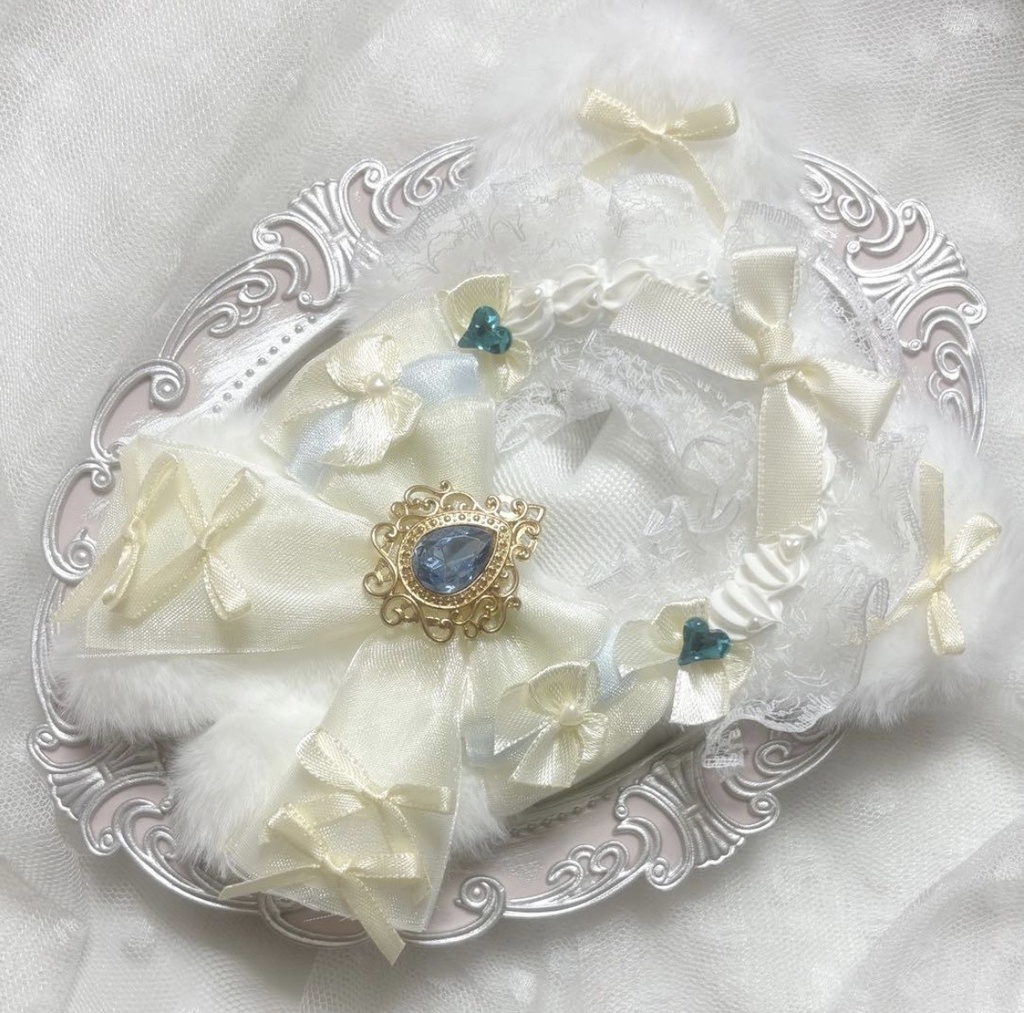 ♡ ぬい服 10〜12cm用 ホワイト クリーム ねこ チェーンフック付き♡