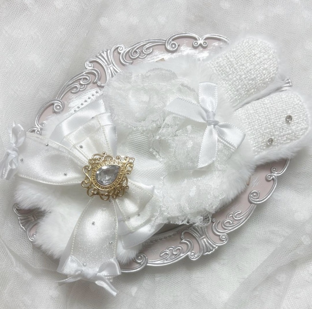 ♡ぬい服 10〜12cm用 ホワイト うさぎ チェーンフック付き♡