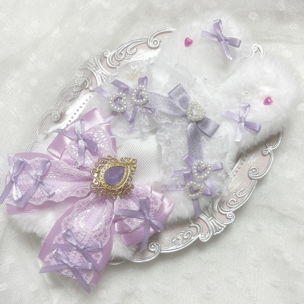 ♡ぬい服 10〜12cm用 ホワイト パープル うさぎ チェーンフック付き♡