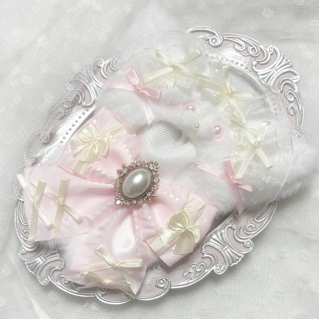 ♡ぬい服 10〜12cm用 ピンク クリーム ねこ チェーンフック付き♡