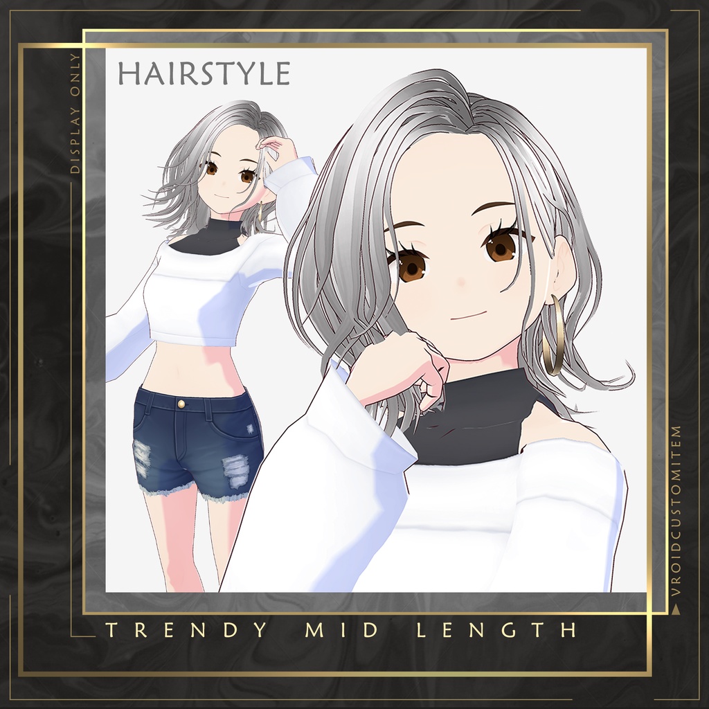 【Vroid】 Female Trendy Curvy Mid Length Hairstyle