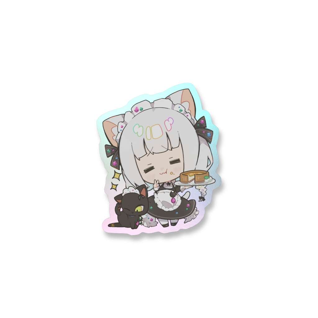 2026猫メイドLilaスマホステッカー - W55 × H91mm 以内