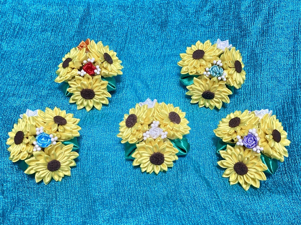 ひまわり2wayブローチ