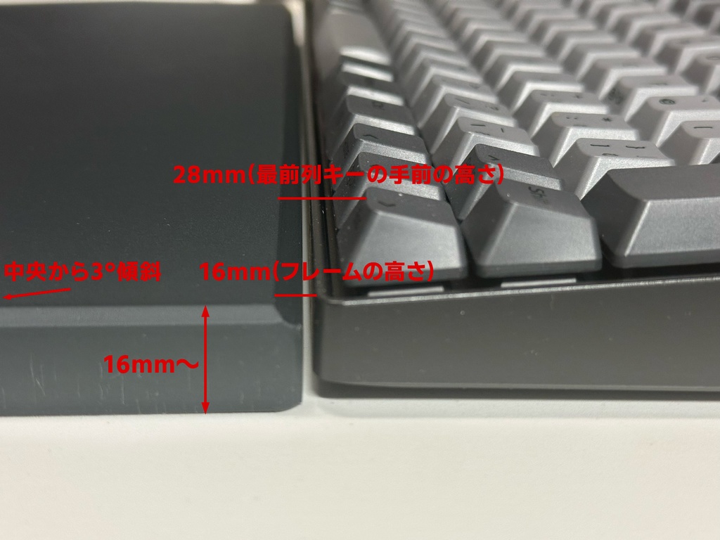 REALFORCE RC1専用リストレスト+キーボードカバー 16/20/24/28mm (シンプルタイプ)