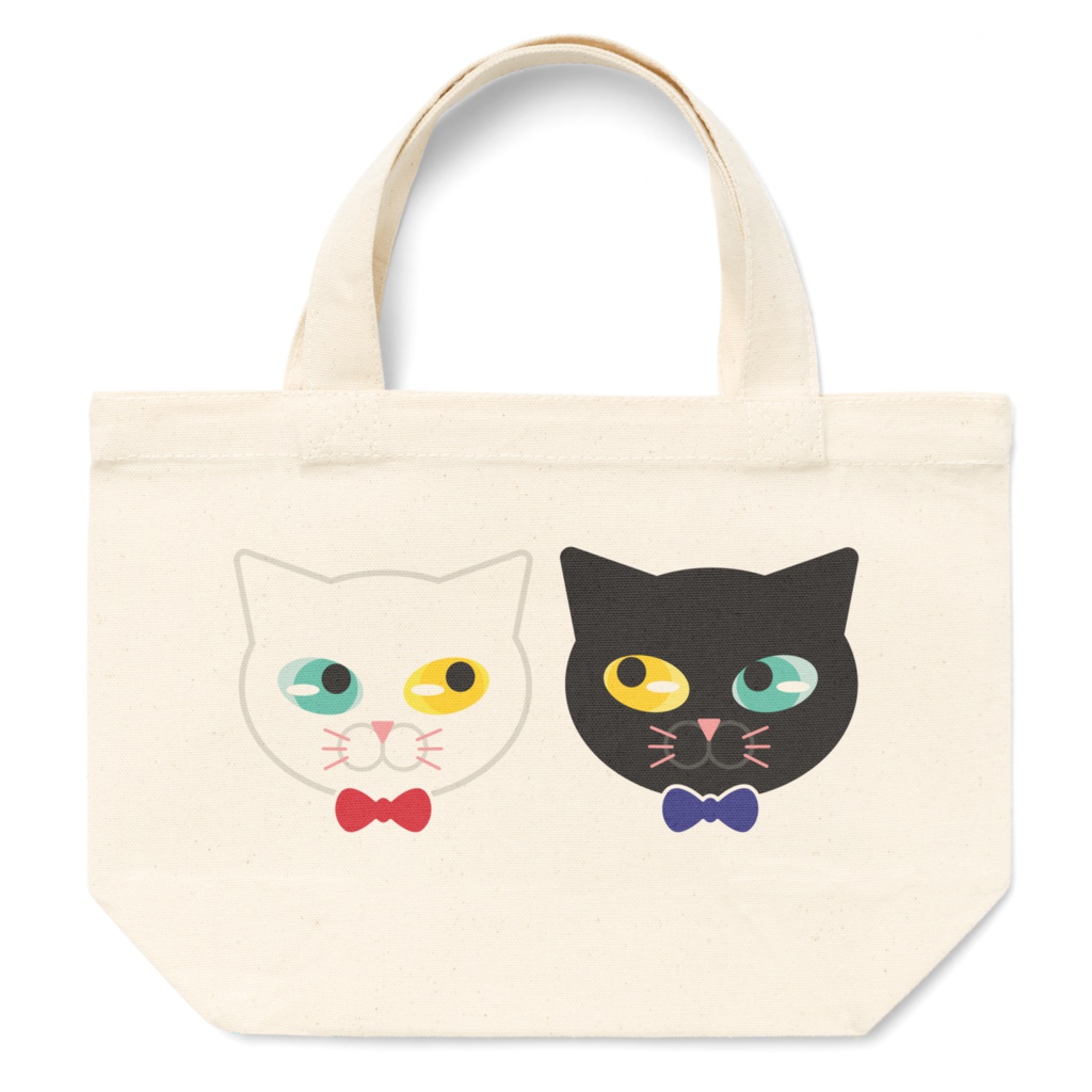 黒ネコと白ネコのトートバッグ