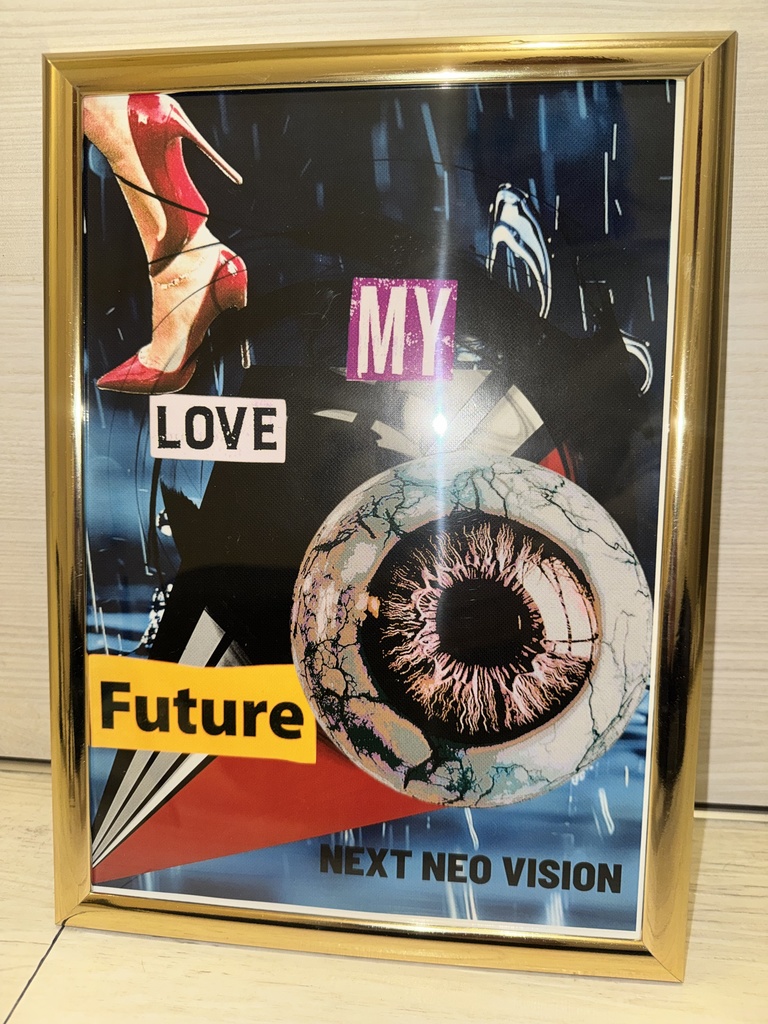 NEXT NEO VISION デジタルコラージュアート作品 額装付き (A4光沢紙プリント)
