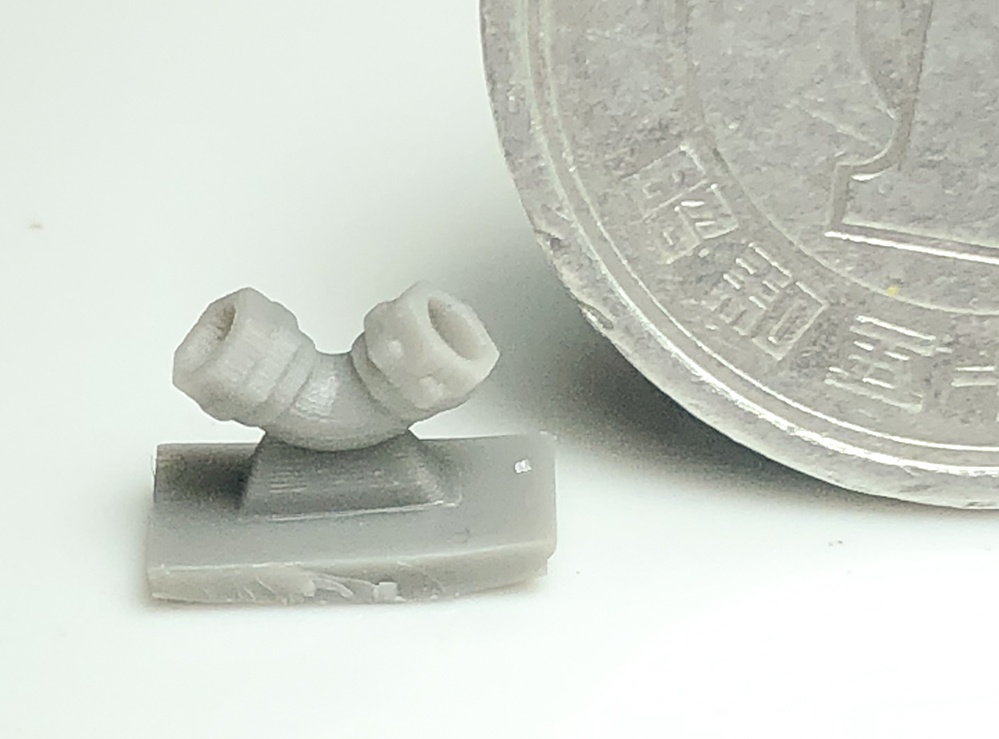 配管継手エルボー90度 直径1.3mm用 3Dプリンタ出力パーツ