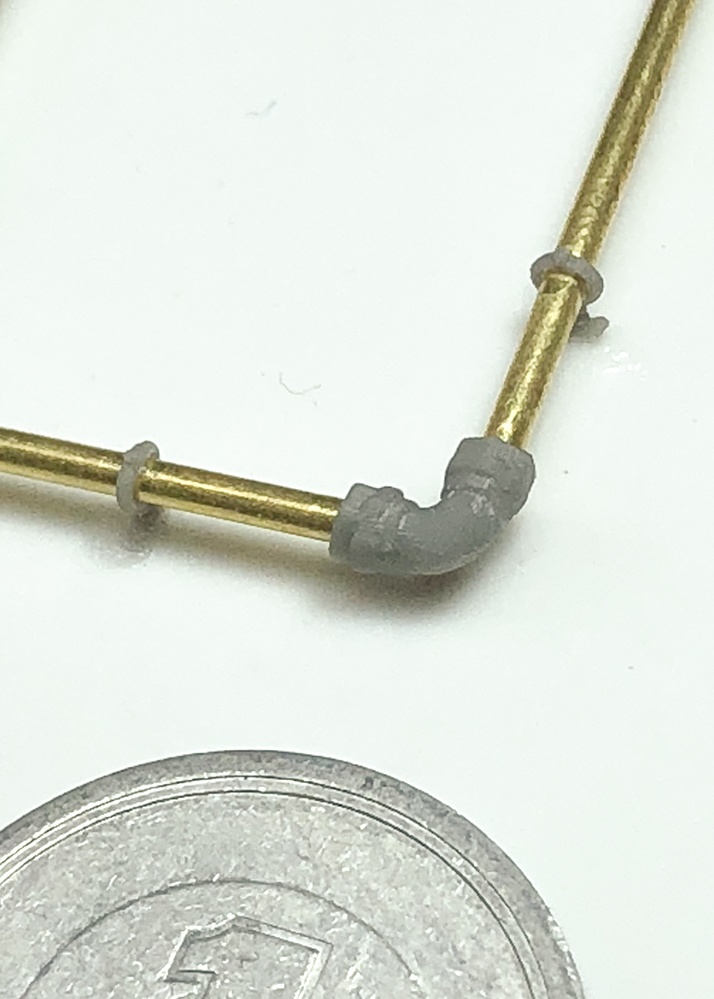 配管継手エルボー90度 直径1.3mm用 3Dプリンタ出力パーツ