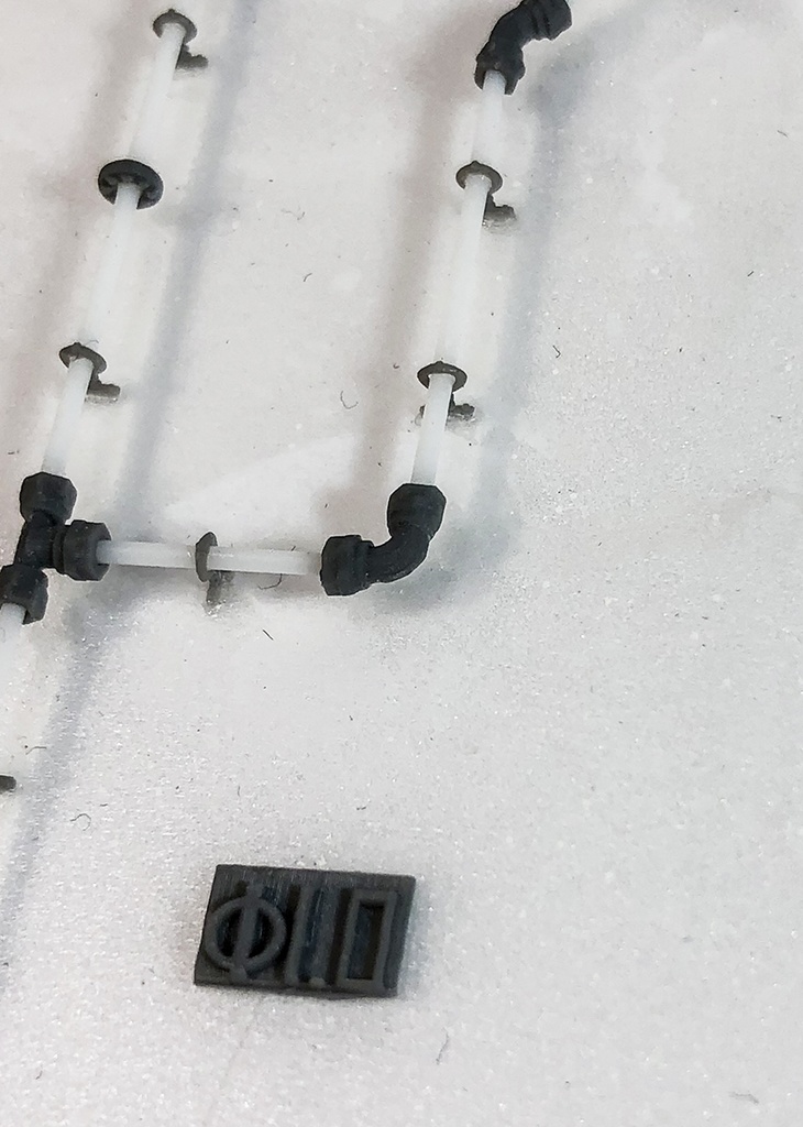 配管継手エルボー90度 直径1mm用 3Dプリンタ出力パーツ