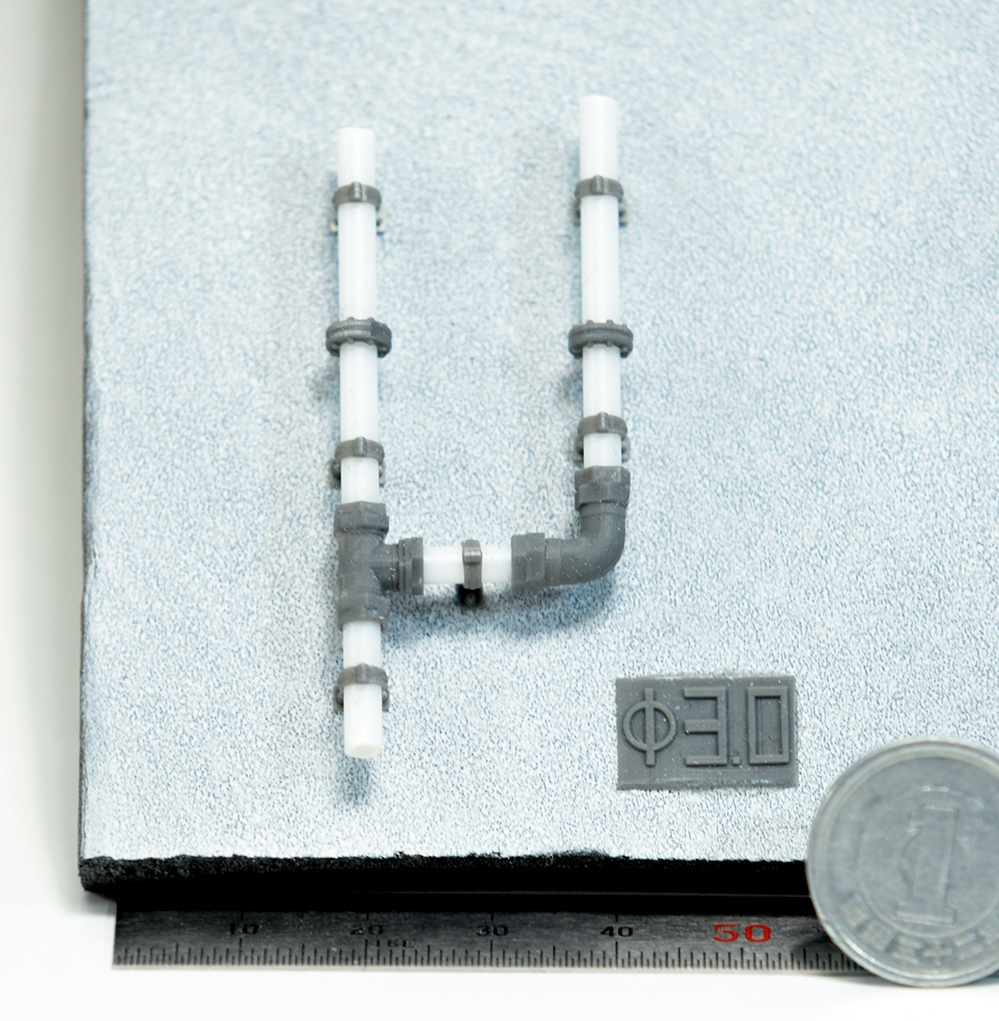 配管継手T字 直径3mm用 3Dプリンタ出力パーツ