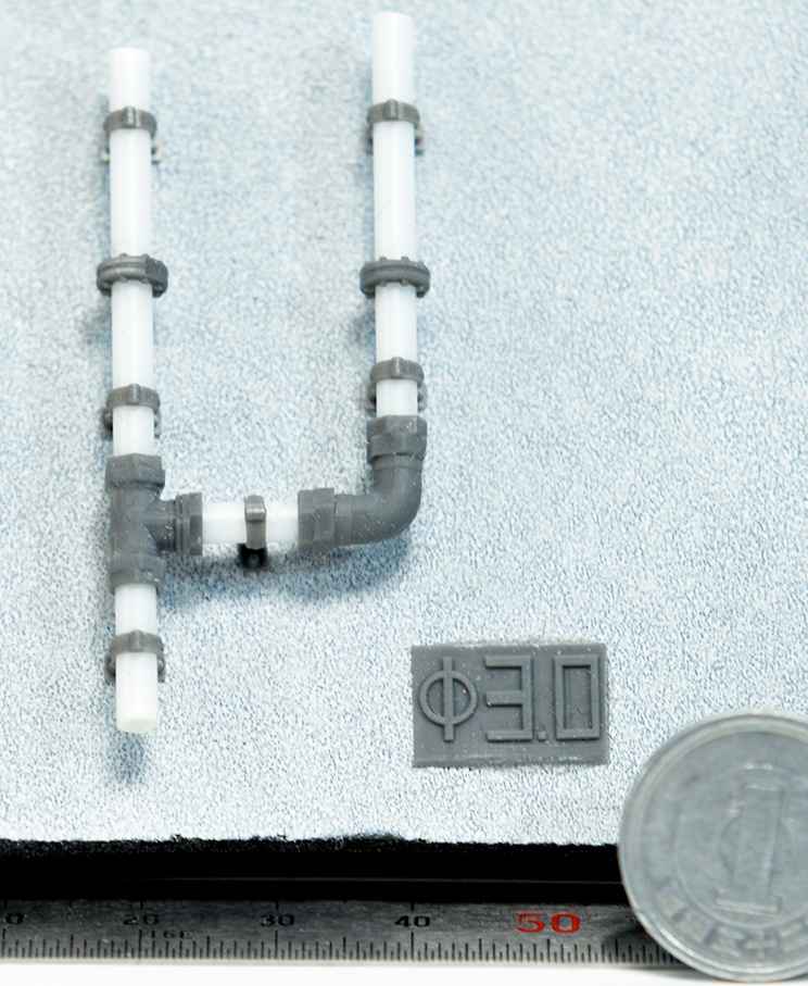 配管フランジ 直径3mm用 3Dプリンタ出力パーツ