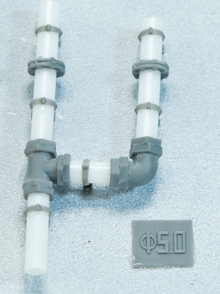 配管継手T字 直径5mm用 3Dプリンタ出力パーツ