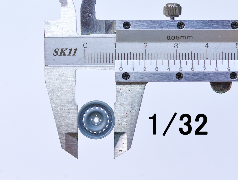 1/24 スチールホイール(2個セット) 3Dプリンタ出力レジンパーツ (1/32、1/35もあり)