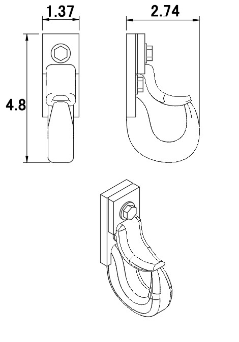 牽引フック(2種セット)3Dプリンター出力パーツ (1/24 or 1/35)