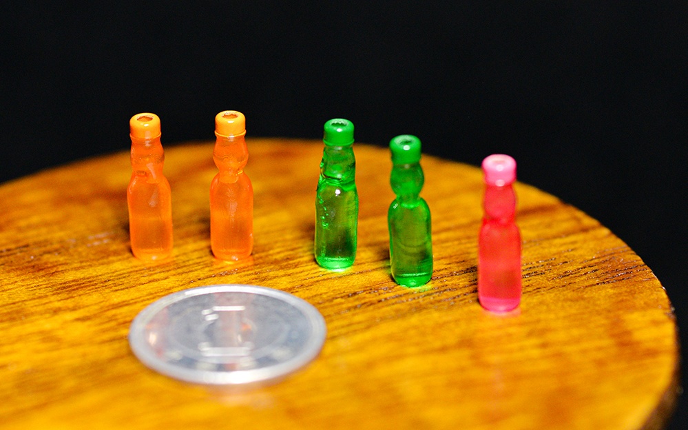 1/12 ラムネ瓶(5本セット)クリア成形 ミニチュア 3Dプリンタ出力未塗装レジンキット