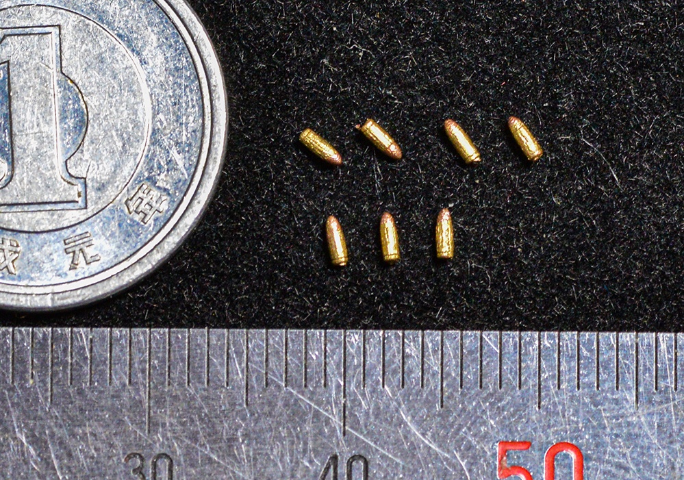 1/12 9mm拳銃弾(弾頭あり) 3Dプリント出力未塗装キット