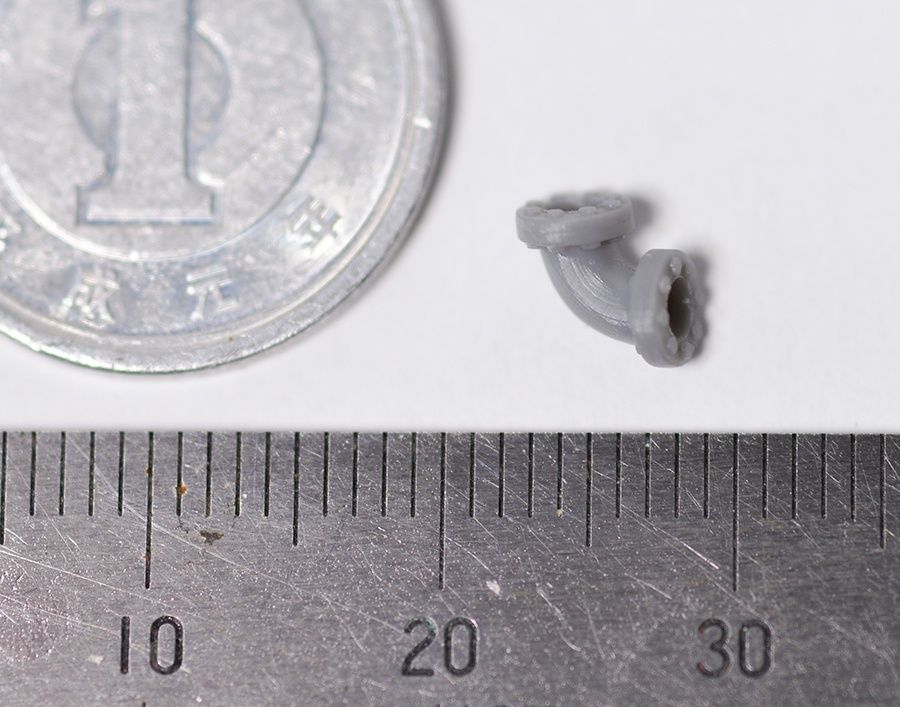 配管継手エルボー90度 直径2mm用 3Dプリンタ出力パーツ