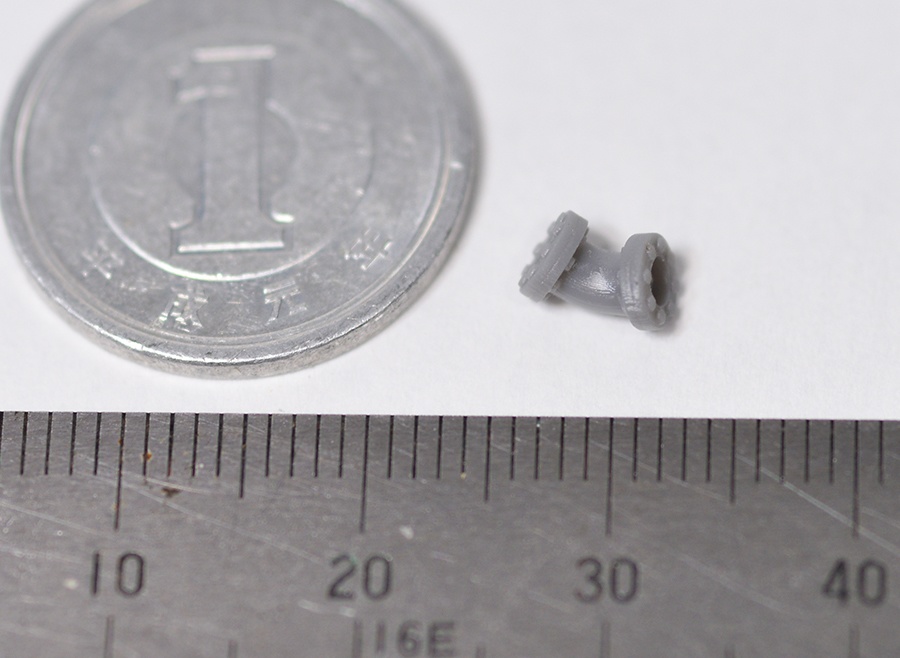 配管継手エルボー135度 直径2mm用 3Dプリンタ出力パーツ