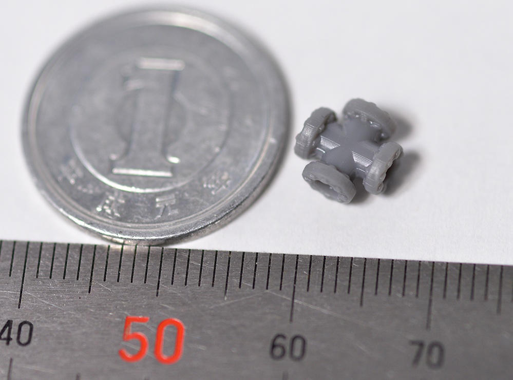 配管継手4方向 直径2mm用 3Dプリンタ出力パーツ