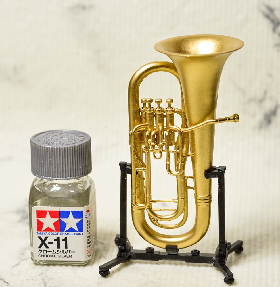 1/8 ユーフォニアム(4番ピストン並列タイプ) ミニチュア 3Dプリンタ出力未塗装レジンキット (1/6もあり)