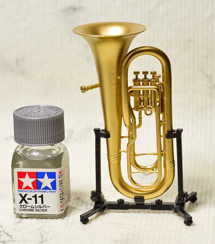 1/8 ユーフォニアム(4番ピストン並列タイプ) ミニチュア 3Dプリンタ出力未塗装レジンキット (1/6もあり)