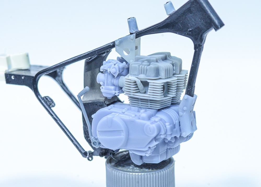 1/12 CB400T ホーク用 エンジン、集合マフラーディティールアップパーツ 3Dプリンタ出力未塗装キット (1/8もあり)