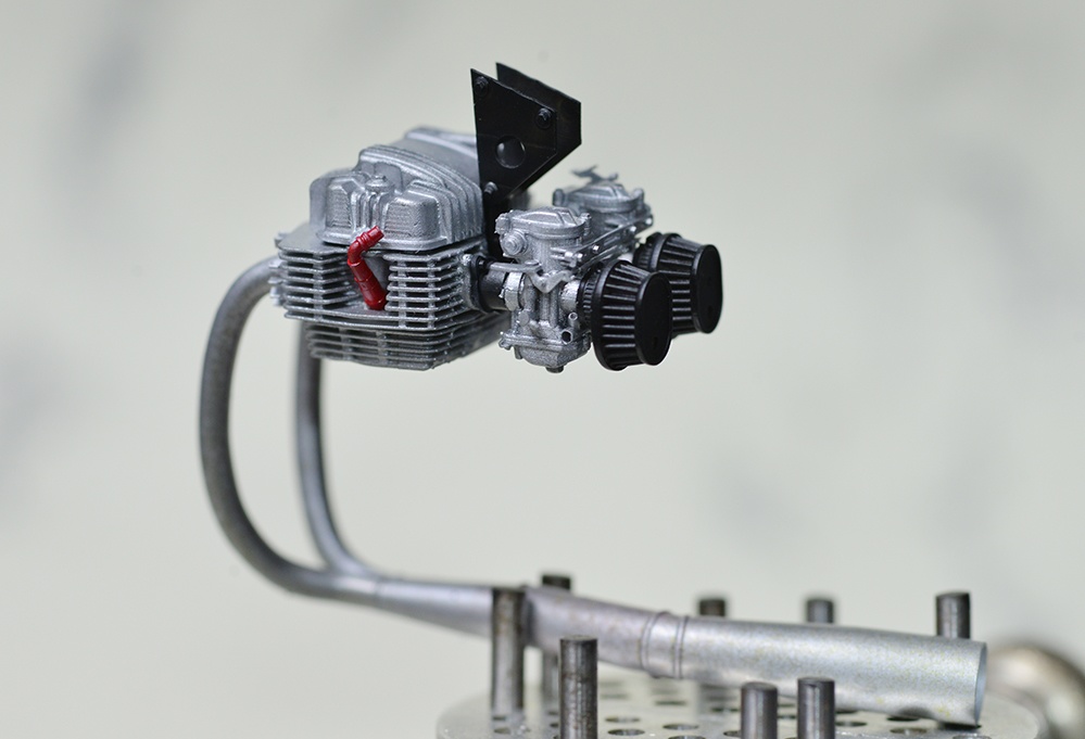 1/12 CB400T ホーク用 エンジン、集合マフラーディティールアップパーツ 3Dプリンタ出力未塗装キット (1/8もあり)