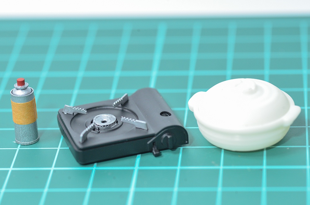 1/12 土鍋、カセットコンロセット 3Dプリンタ出力未塗装キット (1/24,1/35,1/45もあり)